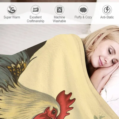 Miniatura 4 de Manta de gallos orgánica de forro polar de pollo de 30 x 40 pulgadas, manta de franela para sofá, cama para adultos, niños, adolescentes, regalo