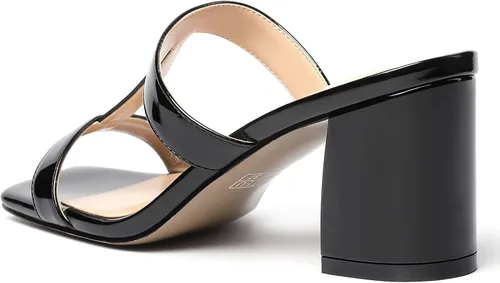 Miniatura 7 de SHOWFOREST Women's Square Toe Patent Slip On Casual Chunky Mid Heel Heeled Sandals 2.5 Inch