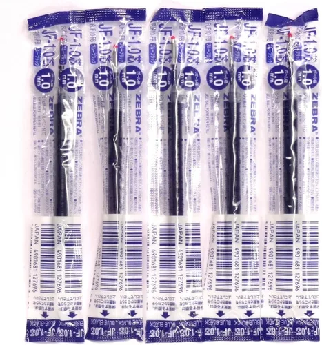 Zebra - Recambio de tinta negra azul de 0.039 pulgadas (JF-1.0), para bolígrafo de gel Zebra Sarasa Clip 1.0 (JJE15-FB), 5 unidades en total