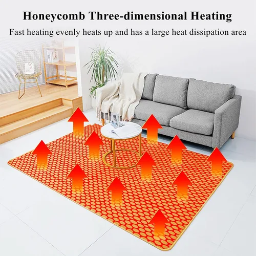 Miniatura 2 de Electric Heated Carpet, Electric Space Heater Area Rug, Heated Floor Mats Foot Warmer w/Timer Adjustable Thermostat, Electric Heating
