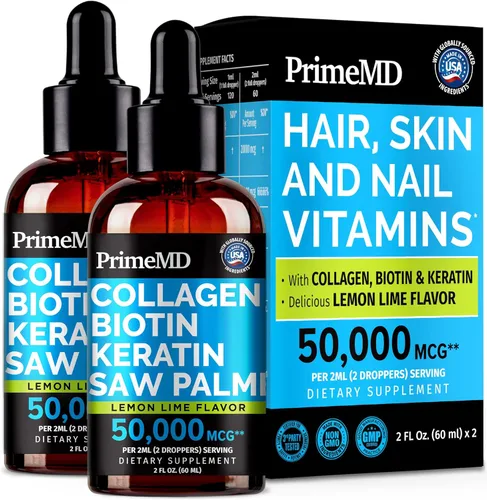 Miniatura 5 de 4 en 1 Biotina Líquida Colágeno Queratina Palmetto 25000 mcg Gotas Cabello Piel y Uñas Vitaminas con Biotina y Suplemento de Colágeno 2.0 fl oz