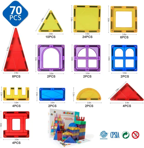 Miniatura 2 de MAGBLOCK Bloques Magnéticos - Azulejos Magnéticos Juguetes para Niños Pequeños Bloques de Construcción Magnéticos Conjunto de Imanes Preescolar