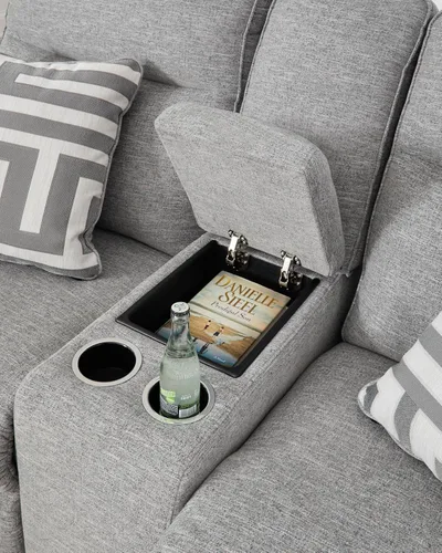 Miniatura 15 de Signature Design by Ashley Biscoe - Sofá biplaza reclinable resistente a los rayos UV con consola, reposacabezas ajustable y puertos USB, color gris