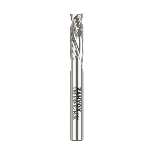 Miniatura 16 de Zahyox Broca de fresadora en espiral de vástago de 1/4 pulgadas, compresión arriba y abajo, carburo sólido, fresadora CNC recta para madera, 1/4