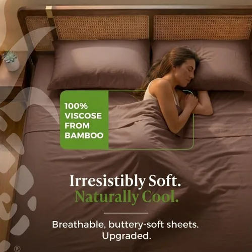 Miniatura 2 de Cariloha Set de sábanas clásico de 4 piezas Ropa de cama de playa King Material de viscosa Extra suave, refrescante para personas que