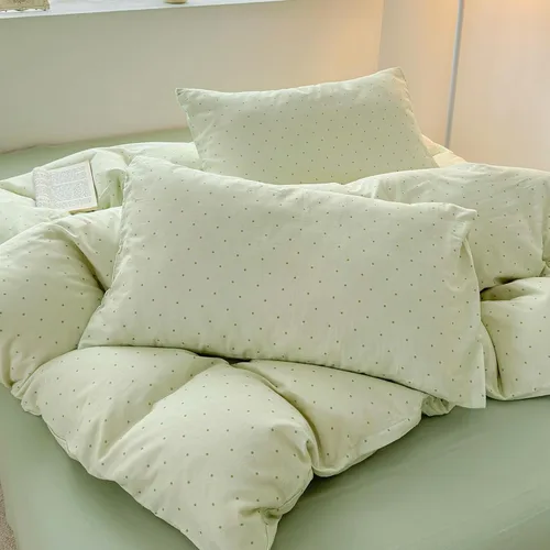 Miniatura 6 de VM VOUGEMARKET Green Bedding Set Twin 3 Pieces Black Dots Duvet Cover Set-Soft Muslin Cotton Comforter Cover for Teen Girls-68x86 Inch