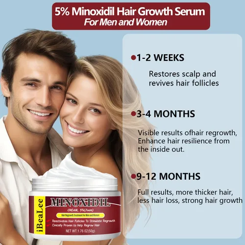 Miniatura 5 de 5% de minoxidil para hombres y mujeres, crema para el crecimiento del cabello, productos tópicos de crecimiento del cabello de minoxidil