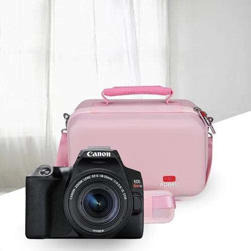 Miniatura 5 de FBLFOBELI Estuche de almacenamiento de viaje EVA para Canon EOS Rebel T7 / T8i / T5 / R50 / R100 Cámara DSLR con lente de 18-55mm, Bolsa de Rosa