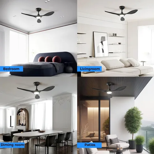 Miniatura 9 de Roomratv Ventiladores de techo con luces y control remoto, motor CC reversible silencioso y silencioso, 6 velocidades, temporizadores, 3 CCT, uso