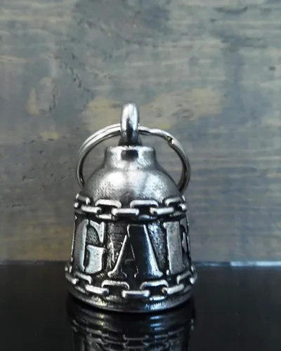 Miniatura 6 de Bravo Bells DILLIGAF Bell - Accesorio de campana de motociclista o llavero para la buena suerte en la carretera, Peltre, Sin gemas.