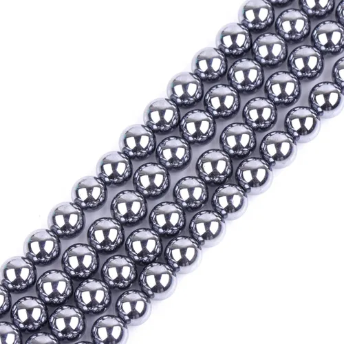 Miniatura 69 de GEM-Inside Cuentas sueltas de piedra natural de lava negra de 8 mm, redondas, piedra de energía para hacer joyas 15' Negro