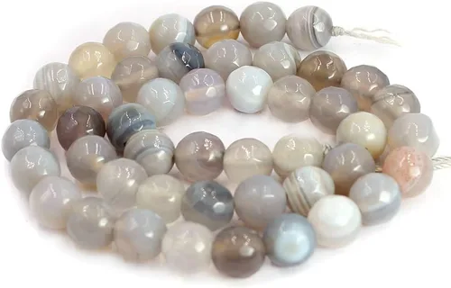 Miniatura 9 de Joyería Artesanía Natural 6 8 10 0.472 in redondo facetado ágata piedras preciosas sueltas DIY hilo 15" (0.236 in, ágata de ónix negro)