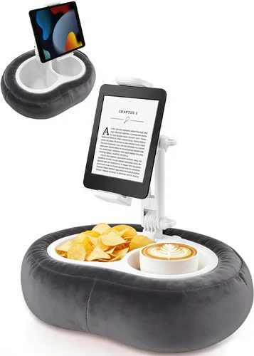 Miniatura 10 de Soporte de almohada para tableta, compatible con Kindle de 4.7 a 12.9 pulgadas, iPad, teléfono/tableta, Google, soporte giratorio de 360° para cama