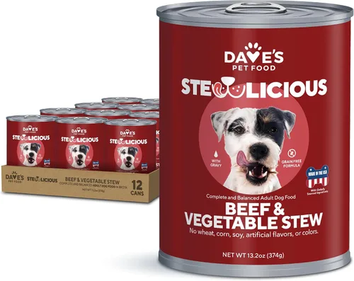 Miniatura 12 de Dave's Pet Food Stewlicious - Alimento húmedo para perros sin granos (pollo y verduras en salsa), fabricado en Estados Unidos naturalmente