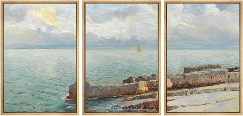 Miniatura 18 de SIGNWIN Lienzo enmarcado para pared, juego de arte dramático de cielo tormentoso, ilustraciones de paisaje nuboso Moody, arte moderno decorativo