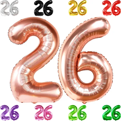 Miniatura 12 de KatchOn, Globos gigantes del número 26, color negro, 40 pulgadas, globos negros de cumpleaños del número 26 para decoración de cumpleaños de 26