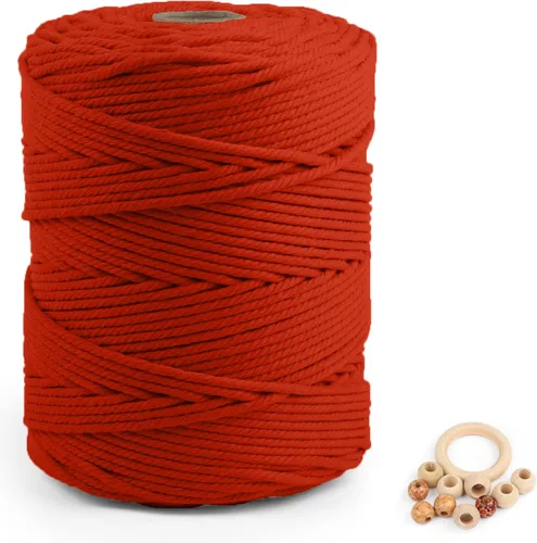 Miniatura 27 de Cuerda de algodón para macramé de 5 mm x 109 yardas, ZUEXT 100% natural hecha a mano, cuerda de algodón trenzada de 4 hebras para colgar plantas