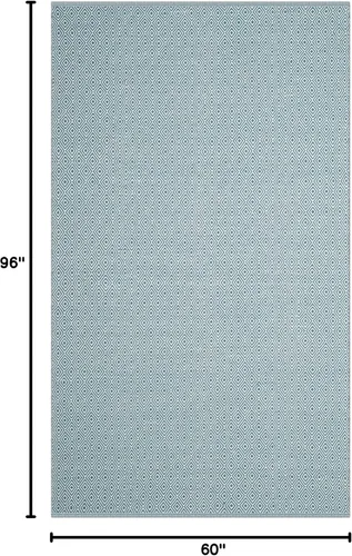 Miniatura 2 de SAFAVIEH Montauk Collection - Alfombra de área de 5 x 8 pies, color marfil y azul claro, tejido plano hecho a mano, de algodón, ideal para zonas