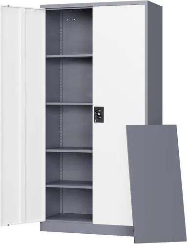 Miniatura 17 de Letaya Armarios de almacenamiento de metal para garaje con puerta con cerradura y estantes ajustables, gabinetes de herramientas de acero