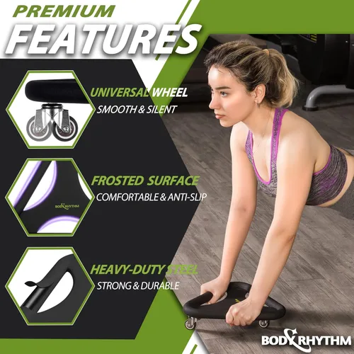 Miniatura 4 de BODY RHYTHM Entrenador de entrenamiento de fuerza para abdominales y núcleos, máquina de ejercicio con ruedas abdominales con alfombrilla de rodilla