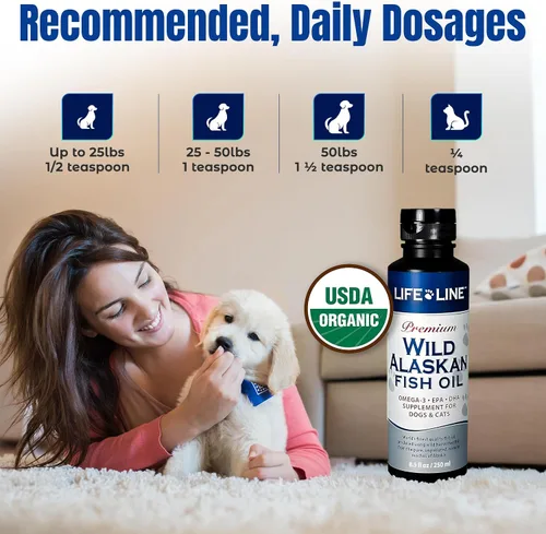Miniatura 6 de Life Line Pet Nutrition Suplemento omega-3 de aceite de pescado salvaje de Alaska para piel y pelaje, apoya la salud cerebral, ocular y cardíaca