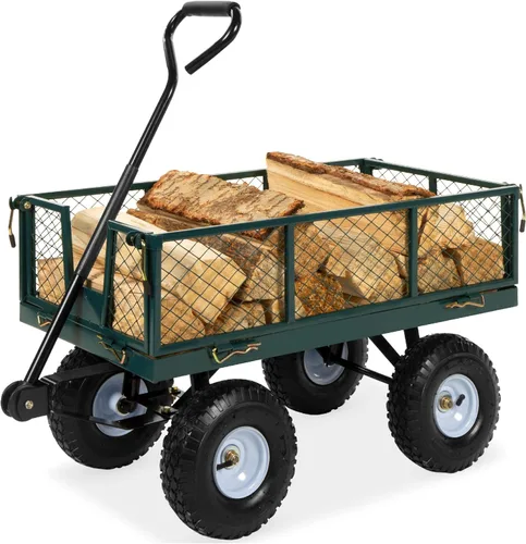Miniatura 8 de Best Choice Products Carrito de jardín utilitario para césped, patio con capacidad de peso de acero resistente de 400 libras, lados extraíbles, Gris