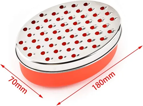 Miniatura 3 de Rallador de queso con recipiente y tapa, juego de caja de rallador de acero inoxidable, 7.09 x 2.76 pulgadas, rojo, 2 cuchillas, rallador de cocina