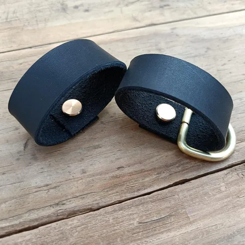 Miniatura 5 de Paquete de 2 protectores de cinturón de cuero + 1 llavero con hebillas de latón macizo, protectores de cinturón de cuero para hombres y mujeres