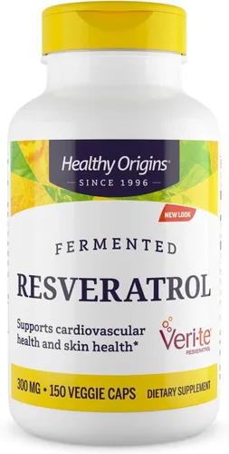 Healthy Origins Resveratrol (Trans-Resveratrol), 300 mg - Suplementos nutricionales de resveratrol europeos - Suplemento antioxidante vegano, sin