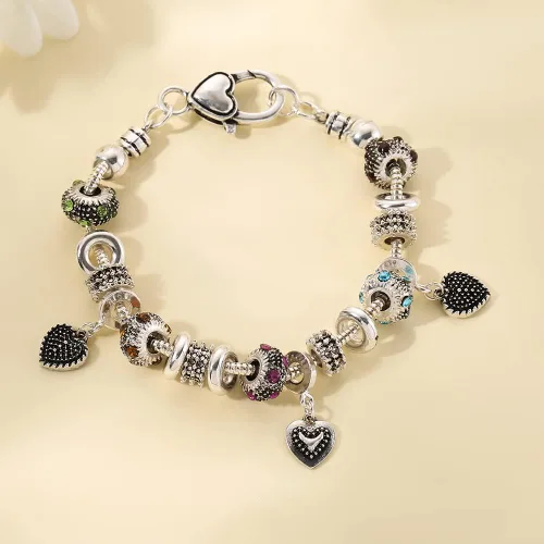 Miniatura 3 de ZMNNOPPAB Pulsera de cuentas de cristal de Murano con corazones de melocotón, pulsera de cuentas de cristal de Murano, regalo de cumpleaños