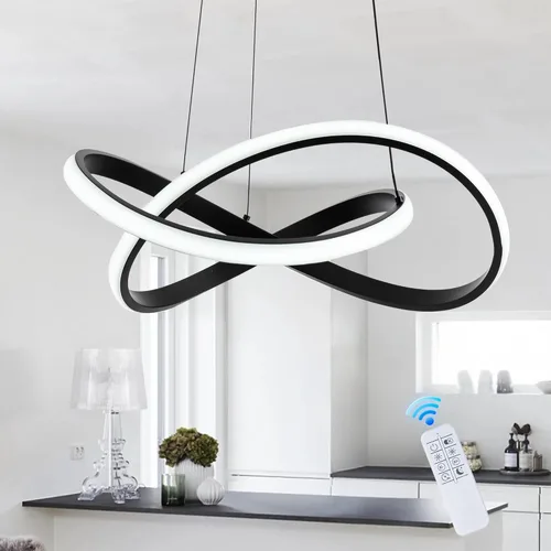 Miniatura 17 de MAYNA Moderno candelabro de anillo para comedor, lámpara colgante LED regulable con control remoto, lámpara irregular para isla de cocina sobre Negro
