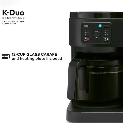 Miniatura 4 de K-Duo Essentials - Cafetera para bebidas calientes y heladas, cafetera KCup de una sola porción y jarra de café por goteo de 12 tazas, depósito