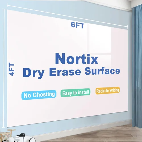 Miniatura 11 de Nortix Papel tapiz de pizarra blanca, papel de contacto para pizarra blanca, adhesivo de pizarra blanca, a prueba de manchas, rollo de borrado
