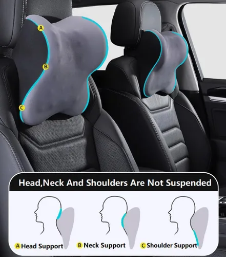 Miniatura 4 de Almohada cervical para aliviar el dolor de cuello y soporte cervical, almohada de espuma viscoelástica para asiento de automóvil con correa