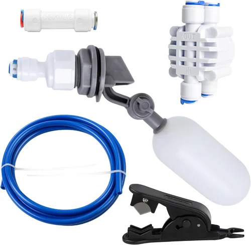 Kit de válvula de flotador RO/DI para tanque de arrecife y acuario ATO - Sistema de apagado automático para ósmosis inversa - Incluye válvula de