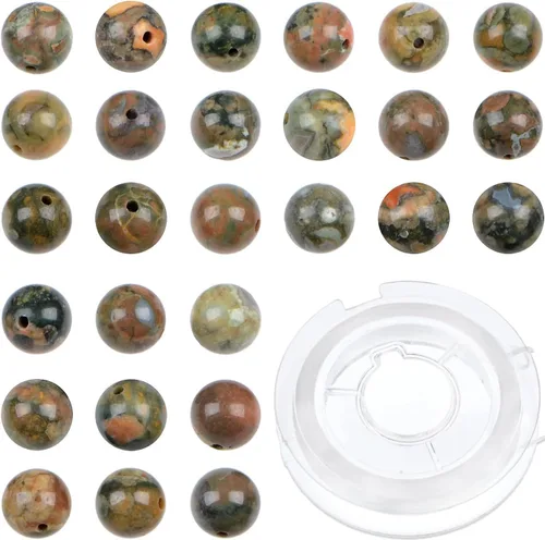 Miniatura 44 de Bymitel - Cuentas redondas de jade blanco natural de 5/32 de pulgada, 210 unidades de piedras preciosas auténticas para bricolaje y fabricación