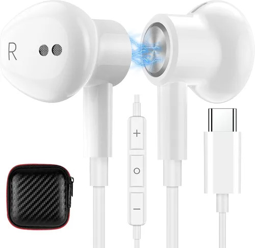 Miniatura 9 de Auriculares USB C magnéticos con cable para iPhone 17 Pro Max 16 15 16e aislamiento de ruido en la oreja auriculares con micrófono tipo C