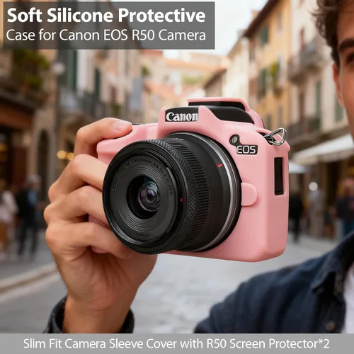 Miniatura 2 de Funda para cámara Canon EOS R50, funda protectora de silicona suave, antiarañazos, funda ajustada delgada con accesorios de protector de pantalla