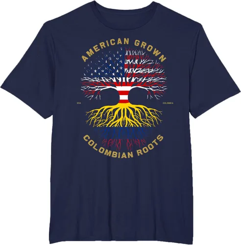 Miniatura 40 de Camiseta de regalo con la bandera de Estados Unidos con árbol de raíces colombianas