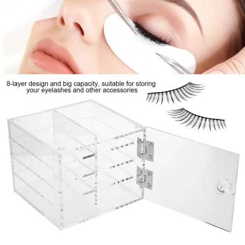Miniatura 3 de Pestañas de injerto, caja de acrílico de 8 capas, organizador de maquillaje para extensiones de pestañas, estuche cosmético adecuado para uso
