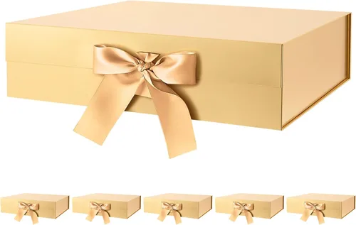 Miniatura 17 de GREEN BEAN Caja de regalo grande con tapa para regalo de 13 x 9.7 x 3.4 pulgadas, caja magnética azul bebé con cinta, propuesta de dama de honor