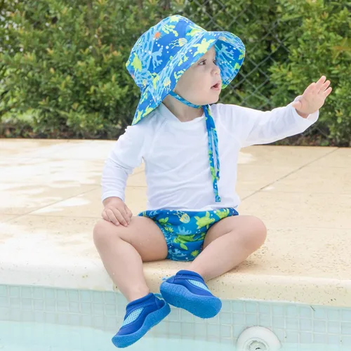 Miniatura 3 de green sprouts Snap Reusable Absorbent Swimsuit Diaper, Light Pink Pinstripe, 24 Month