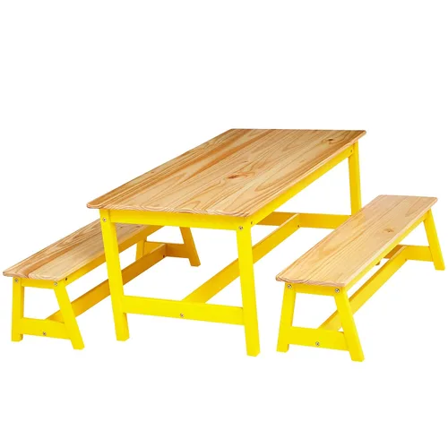 Miniatura 3 de Juego de mesa y banco para niños de Amazon Basics para interiores, color natural.