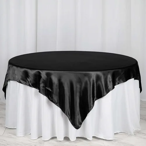 Miniatura 48 de Efavormart Paquete de 5 Sobremanteles Cuadrados de Satén de 60" para Decoraciones de Mesa de Bodas, Catering y Fiestas, Cubierta de Mantel Negro