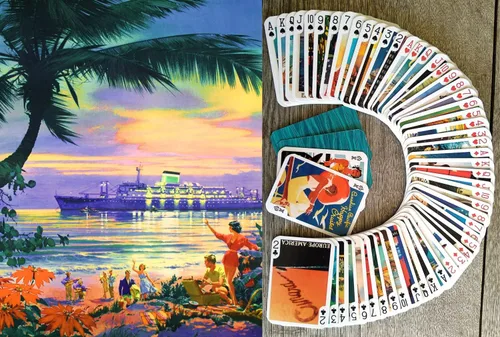 Miniatura 6 de Carteles de aviación vintage para jugar a las cartas (baraja de póquer 54 cartas todas diferentes) Carteles de viaje retro vintage Avia avión azafata