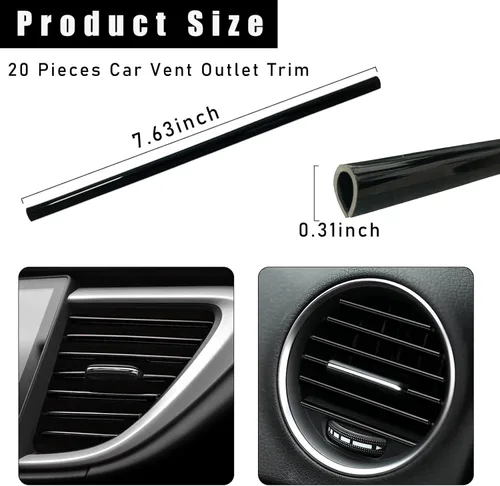 Miniatura 2 de Kewucn 20 PCS Tiras Decorativas para Rejillas de Aire Acondicionado de Automóvil, Decoración de Rejillas de Aire Impermeable y Flexible para Auto