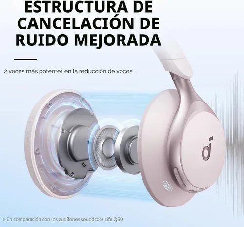 Miniatura 2 de Soundcore de Anker, Space One, Auriculares con cancelación activa de ruido, reducción de voz 2 veces más fuerte, 40 horas de reproducción con ANC
