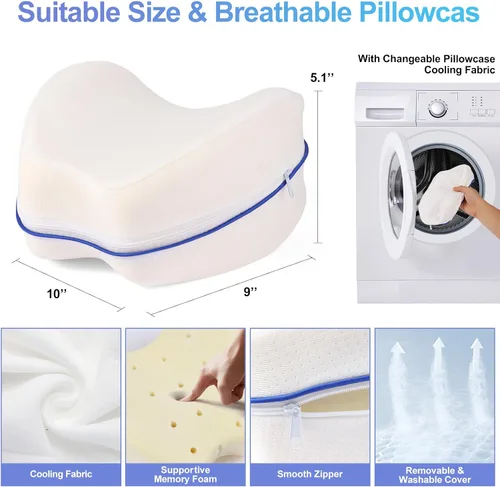 Miniatura 2 de Almohada de rodilla para personas que duermen de lado para dolor de espalda, almohada de piernas para dormir de lado, cojín de espuma viscoelástica