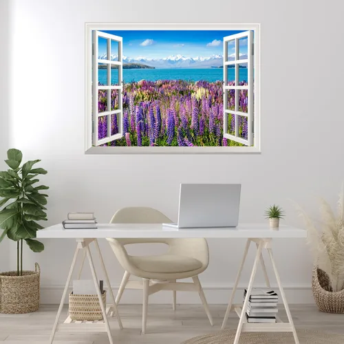 Miniatura 3 de Wall26 - Adhesivo para pared / Mural para pared, extraíble, diseño de río en un pueblo tranquilo, decoración para pared, vista creativa de ventana