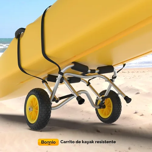 Miniatura 4 de Bonnlo Carro para kayak Canoa Carruaje Accesorios para kayak de pesca Portador Plegable Plataforma de remo Carro de remolque para bote Transporte
